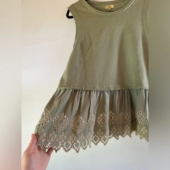 Women’s XL eyelet beach pool concert cottagecore Prairie fairy sweatshirt tank - Picture 4 of 6